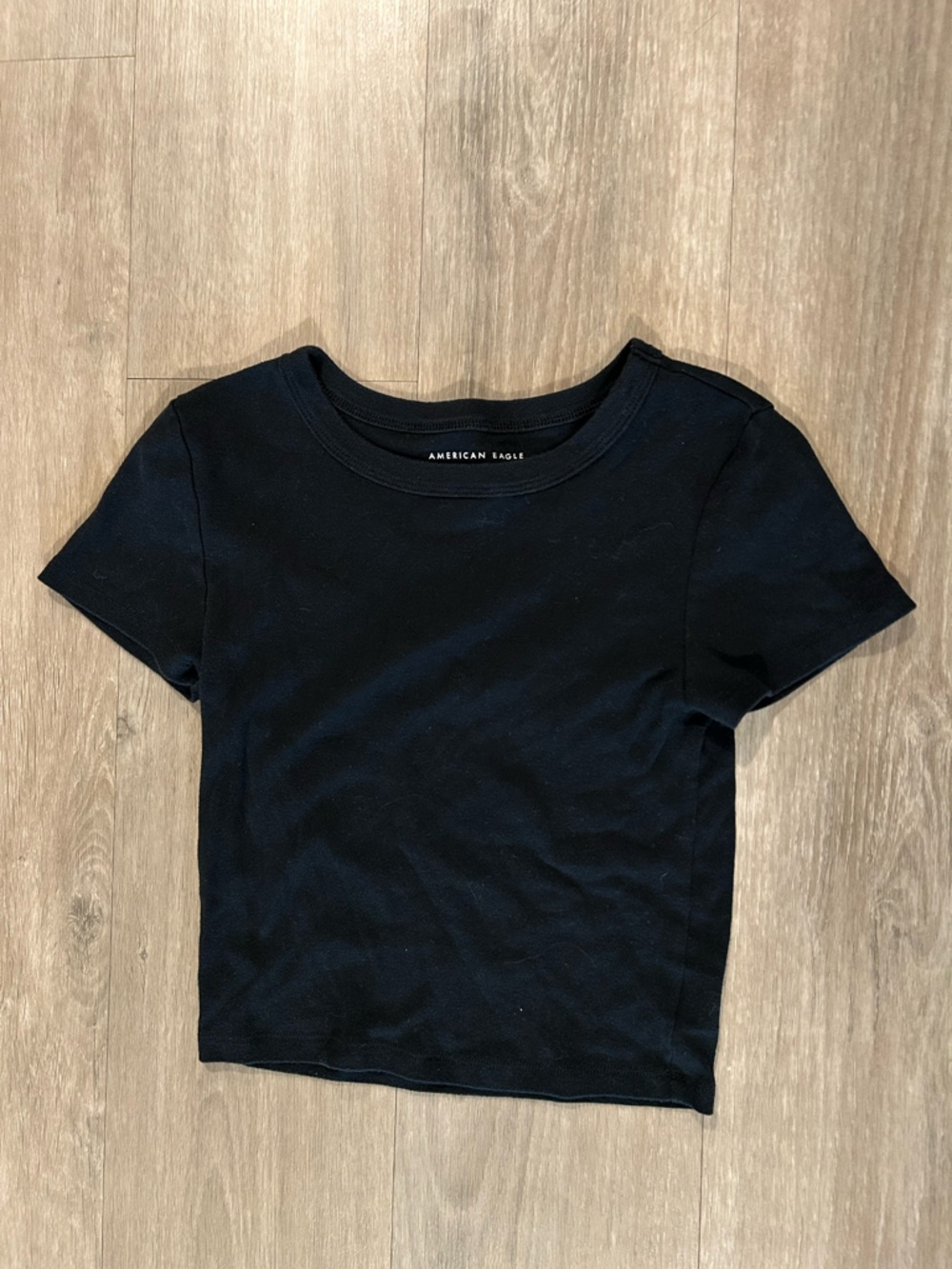 American Eagle Black Lightly Cropped T-Shirt (worn once years ago)